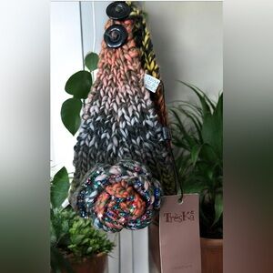 Treska Colorful Knit Fall Headband with Sequin Rosette